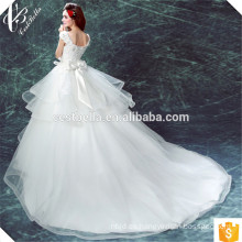 Puffy blanco encaje vestido de bola appliqued blanco vestido de novia vestido de novia
